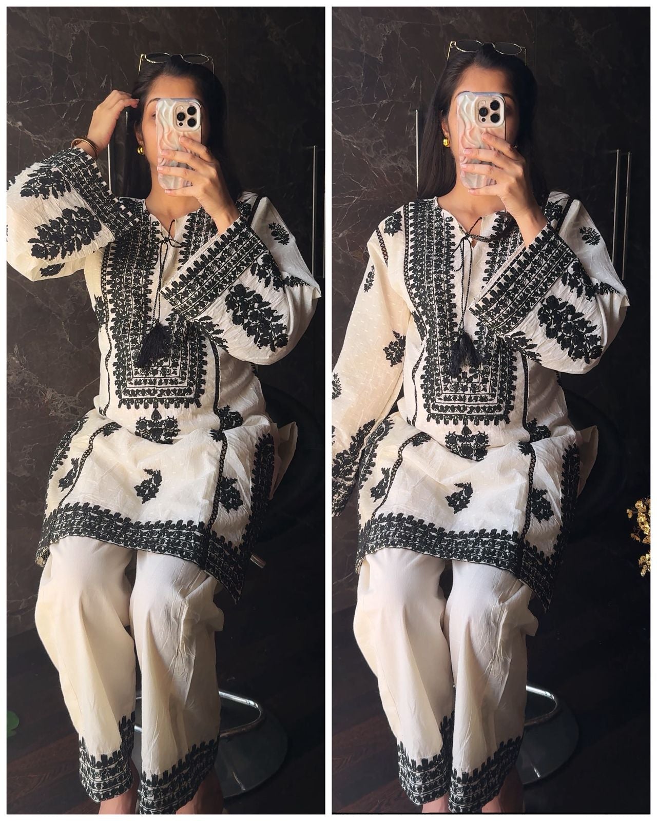 Hania Aamir inspired Pakistani Cotton Embroidered Coord