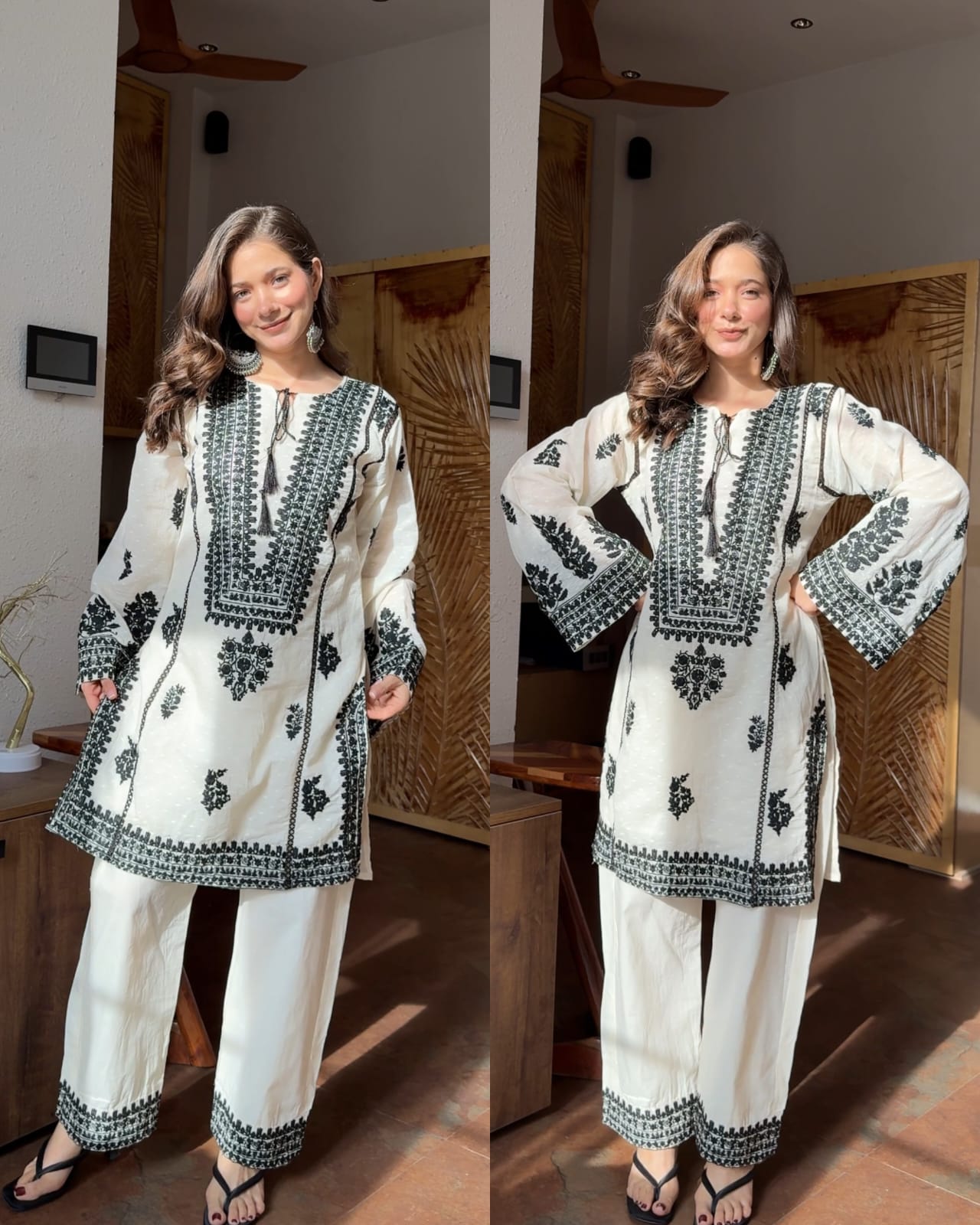 Hania Aamir inspired Pakistani Cotton Embroidered Coord