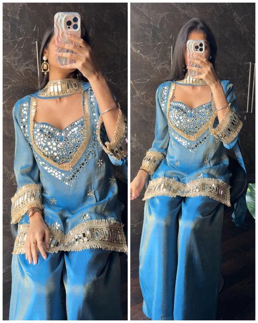 Premium Tissue 4 -piece Bustier Set – Powder Blue