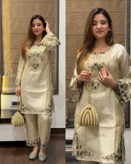 Premium Tissue Hand work Coord -,Blue ivory