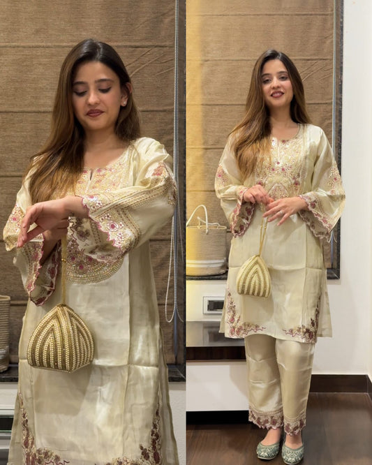 Premium Tissue Hand work Coord – Mauve ivory